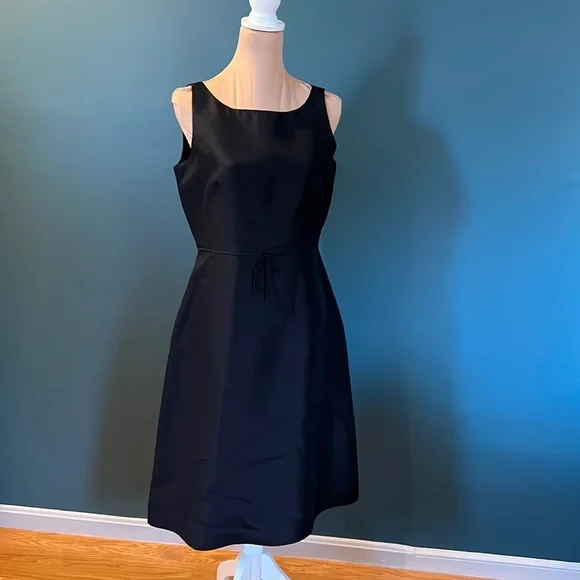 J. Crew Factory | Dresses | J Crew Black Satin Silk Fit N Flare Dress 8 |  Poshmark